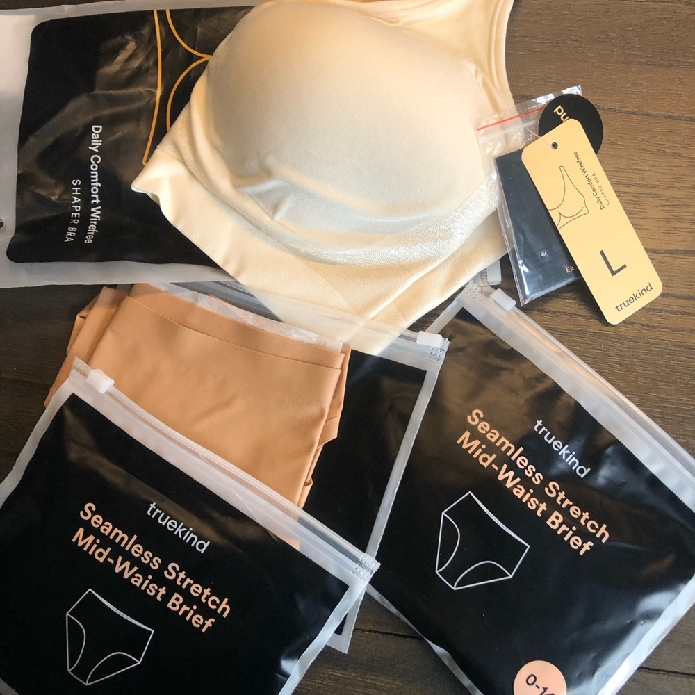 Brand new shaper mint bra and 3 pair underwear, size large